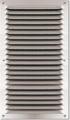 Grille d'aération aluminium Autogyre à persiennes avec moustiquaire brut 140 x 250 mm