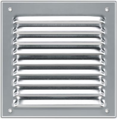 Grille d'aération aluminium Autogyre à persiennes avec moustiquaire brut 150 x 150 mm