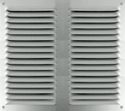 Grille d'aération aluminium Autogyre à persiennes avec moustiquaire brut 200 x 200 mm
