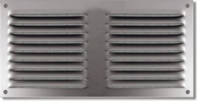 Grille d'aération aluminium Autogyre à persiennes avec moustiquaire brut 300 x 150 mm