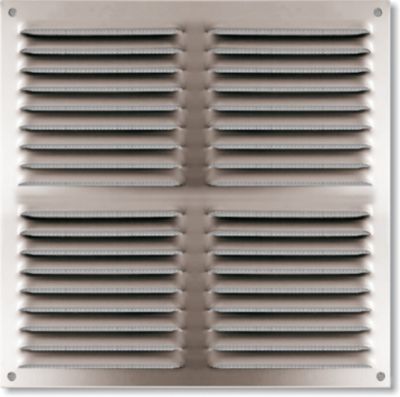 Grille d'aération aluminium Autogyre à persiennes avec moustiquaire brut 300 x 300 mm