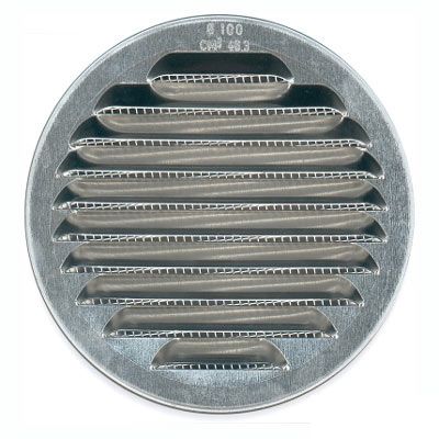 Grille d'aération métal Autogyre à persiennes avec moustiquaire brut Ø100 mm