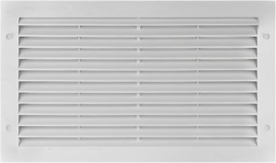 Grille d'aération PVC Autogyre à persiennes avec moustiquaire blanche 334 x 186 mm