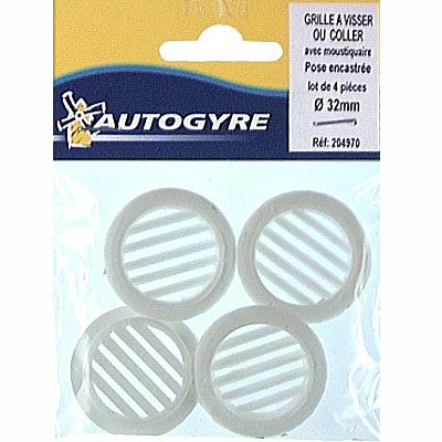 Grille d'aération PVC Autogyre à persiennes blanche Ø40 mm, 4 pièces