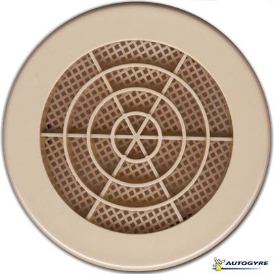 Grille d'aération PVC Autogyre avec moutiquaire sable Ø 123 mm