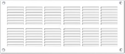 Grille d'aération PVC Autogyre extra-plate avec moustiquaire blanche 251 x 108 mm