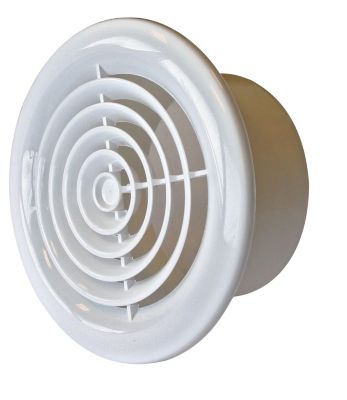 Grille d'aération en plastique - Blanc - Diamètre 80 mm - Abri