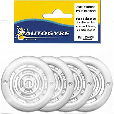 Grille d'aération PVC pour cloison Ø 64 mm, 4 pièces Autogyre