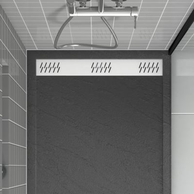 Grille d'évacuation l.79,5 cm pour receveur de douche Pedra et Pure 2, blanc, Galedo