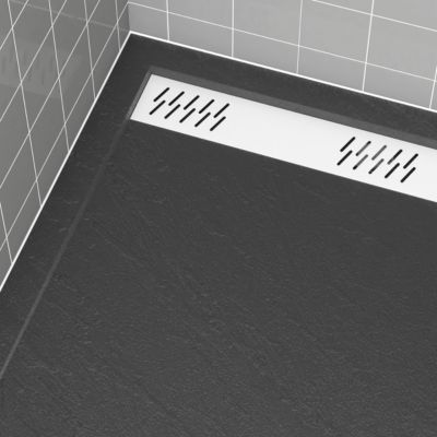Grille d'évacuation l.79,5 cm pour receveur de douche Pedra et Pure 2, blanc, Galedo