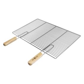 Grille de barbecue BBQ avec double manche dimension 60x40cm en acier inoxydable