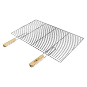 Grille de barbecue BBQ avec double manche dimension 67x40 cm en acier inoxydable