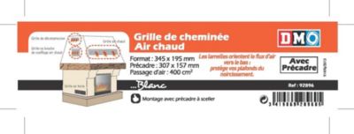 Grille de cheminée avec précadre blanc 345 x 195 mm Autogyre