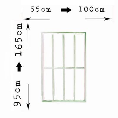 Grille de défense extensible et télescopique pour fenêtre, réglable en largeur et en hauteur de 55x95 à 100x165 cm, acier blanc
