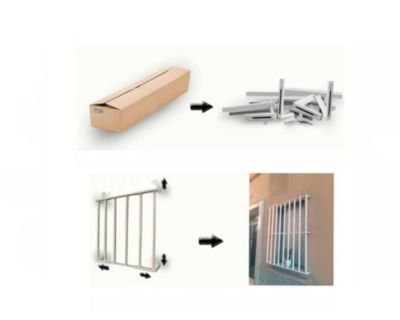 Grille de défense extensible et télescopique pour fenêtre, réglable en largeur et en hauteur de 55x95 à 100x165 cm, acier blanc