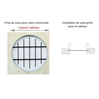 Grille de Defense Diago diametre 60 cm pour Fenetre ronde (côte tableau)