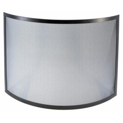 Grille de Protection, Pare-feu pour cheminée, courbe en Fer forgé couleur Noir - Hauteur 67 x Longueur 90 cm