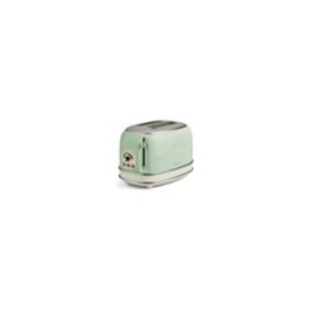 Grille-pain 2 fentes 810W Acier Vert Vintage Retro Thermostat 6 positions ARIETE
