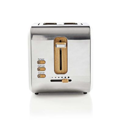 Grille-pain 2 Fentes Larges 900W Blanc Soft-Touch Fonction décongélation NEDIS
