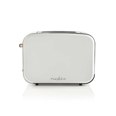 Grille-pain 2 Fentes Larges 900W Blanc Soft-Touch Fonction décongélation NEDIS
