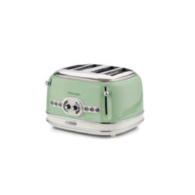 Grille-pain 4 Fentes 1600W Ramasse-miettes Amovible Vert Rétro ARIETE