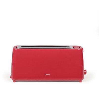 Grille-pain fente longue - LIVOO - DOD168RC - 900 W - Thermostat réglable : 7 niveaux - Rouge