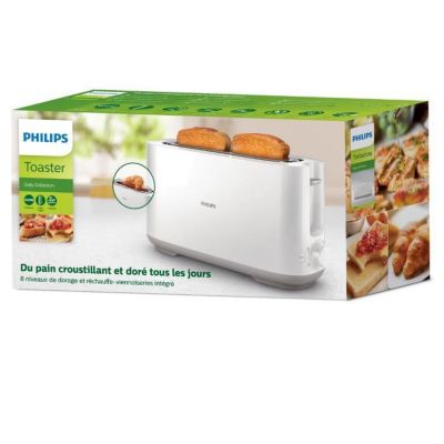 Grille-pain - PHILIPS - HD2590/00 - Collection Daily petit déjeuner - 1 fente longue - 830W - Blanc