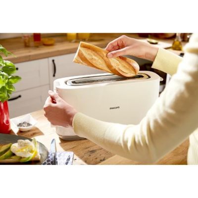 Grille-pain - PHILIPS - HD2590/00 - Collection Daily petit déjeuner - 1 fente longue - 830W - Blanc