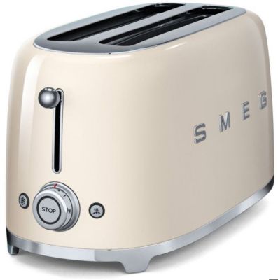 Grille-pain SMEG 4 tranches Crème - TSF02CREU - 6 niveaux de brunissement - programmes préréglés
