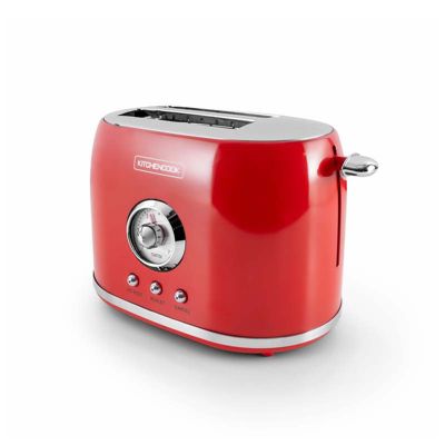 Grille Pain Style Rétro Double Fentes Retro Toast Rouge Kitchencook
