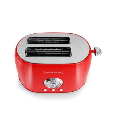 Grille Pain Style Rétro Double Fentes Retro Toast Rouge Kitchencook