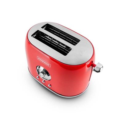 Grille Pain Style Rétro Double Fentes Retro Toast Rouge Kitchencook