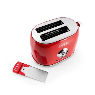 Grille Pain Style Rétro Double Fentes Retro Toast Rouge Kitchencook
