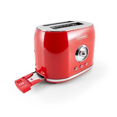 Grille Pain Style Rétro Double Fentes Retro Toast Rouge Kitchencook