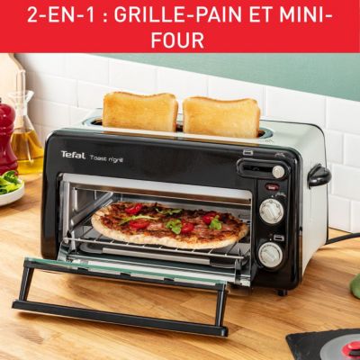 Grille-pains 2 fentes 2en1 1300w noir Tefal TL600830 toast n'grill