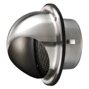 Grille prise d'air murale extérieure ronde à capot pour VMC, extracteur, ballon thermo - inox brossé - Diamètre (mm) 125