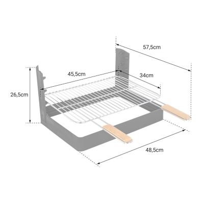 Grilloir en fonte encastrable - Somagic - 48,5 x 34 cm - Charbon - 10 personnes