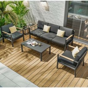 Gris avril paris 5 personnes 2 pieces Ensembles canapés, fauteuils et tables de jardin 70 x 190 x 70 aluminium