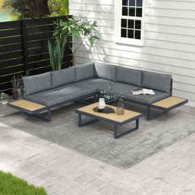Gris OUTSUNNY 5 personnes aluminium Ensembles de chaises, canapés et tables de jardin 70 x 70 x 64 2 pieces
