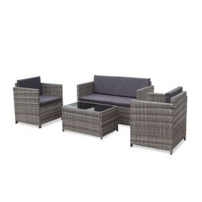Gris sweeek acier 4 personnes 4 pieces 55 x 118 x 69 Ensembles canapés, fauteuils et tables de jardin