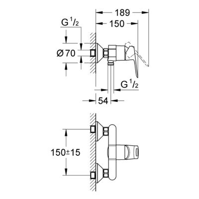 Grohe Bauloop Mitigeur douche avec levier métallique, Chrome (23340000)