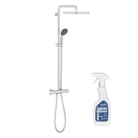 GROHE Colonne de douche avec mitigeur thermostatique Vitalio start system 250 Cube avec nettoyant GrohClean