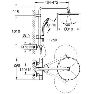 GROHE Colonne de douche thermostatique Euphoria System 310 Cool Sunrise brossé 26075GN0