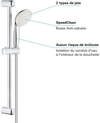 GROHE Douchette 2 jets Tempesta 100 avec barre de douche