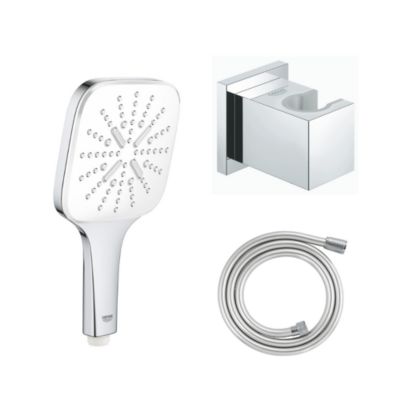 GROHE Douchette 3 jets Vitalio Smartactive chrome carré avec flexible 150 et support carré