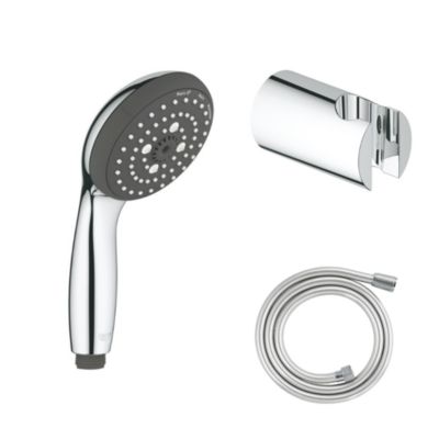 GROHE Douchette 3 jets Vitalio Start 100 chromé avec flexible 150 et support rond