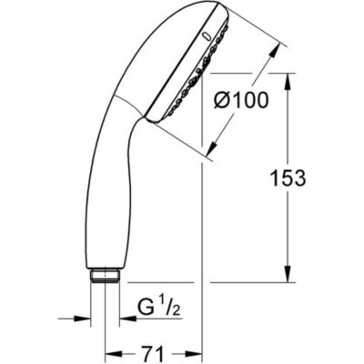 GROHE Douchette 3 jets Vitalio Start 100 chromé avec flexible 150 et support rond