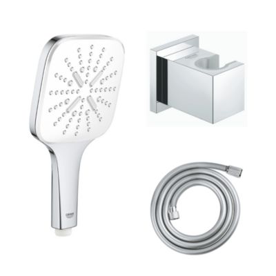 GROHE Douchette Vitalio Smartactive avec flexible Twistfree VitalioFlex Comfort 1750 chromé et support mural cube Euphoria