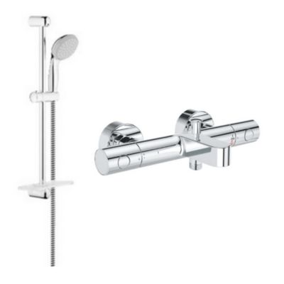 GROHE  Ensemble de bain mitigeur Grohtherm avec douchette + barre de douche + porte savon Tempesta