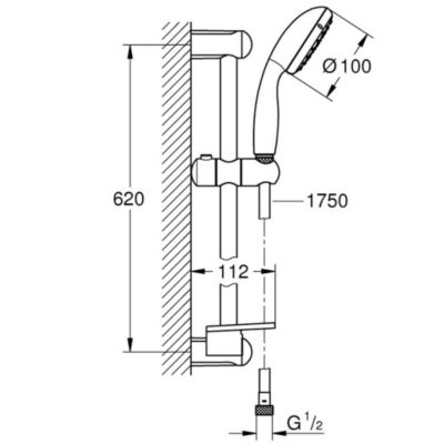 GROHE  Ensemble de bain mitigeur Grohtherm avec douchette + barre de douche + porte savon Tempesta